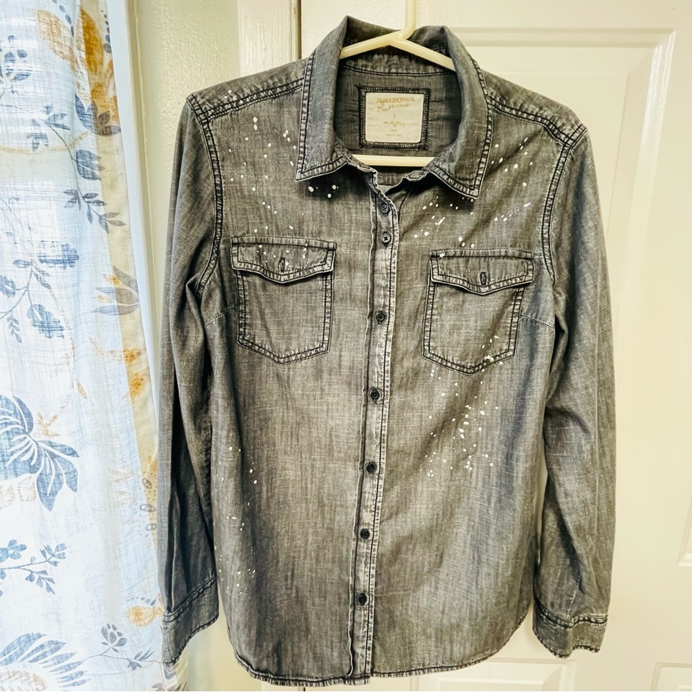 Gray Denim Button-Up Shirt